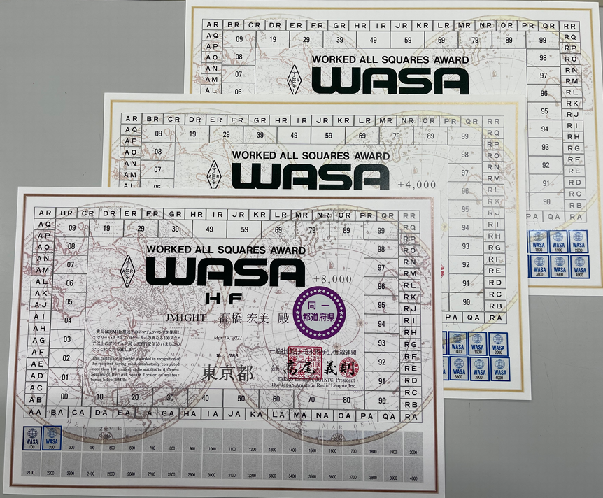 WASA Award 8200 (JM1GHT)